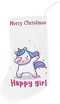 Коледни Чорапи с Шарени Щастливи Момичета под формата на Еднорог 18 См Голям Коледен Декор