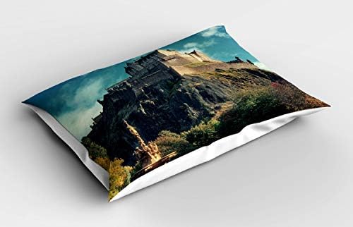 Имитация възглавници Ambesonne Edinburgh, Фотография европейската атракции на Прочутия Замък на Скалистите скали