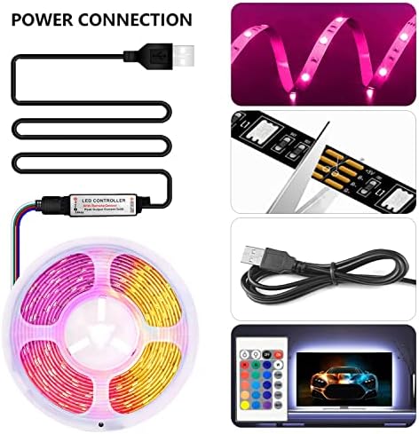 Meruido USB Led лента, Украса за помещения със собствените си ръце, за подсветката на телевизора, 16 Цвята 5050 светодиоди,