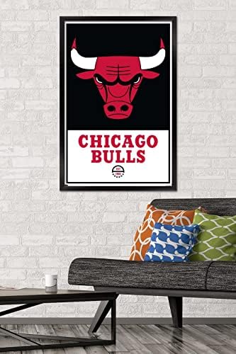 Trends International NBA Chicago Bulls - Стенен Плакат с логото на 21, 22,375 x 34, Версия в черна рамка