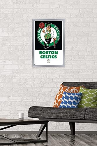 Trends International НБА Бостън Селтикс - Стенен Плакат с логото на 21, 22,375 x 34, Версия в черна рамка