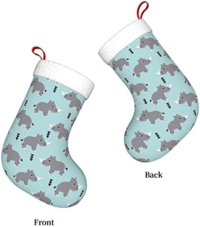 Ююй Носорог Карикатура Сладък Коледен Отглеждане Празнична Украса Камина Окачен На Стелката 18 Инча(А)А) Чорапи
