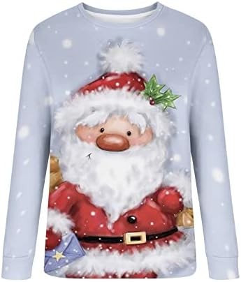 NOKMOPO/ Блузи за жени, по-Големи Размери, Дамски Коледен Моден Случайни Свободен Пуловер с Дълъг Ръкав, Дамски Пуловер