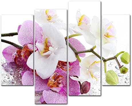 My Easy Art - Орхидея Стенен Арт Декор на Розови и бели Цветя с Капка вода Платното Картини, Произведения на изкуството 4