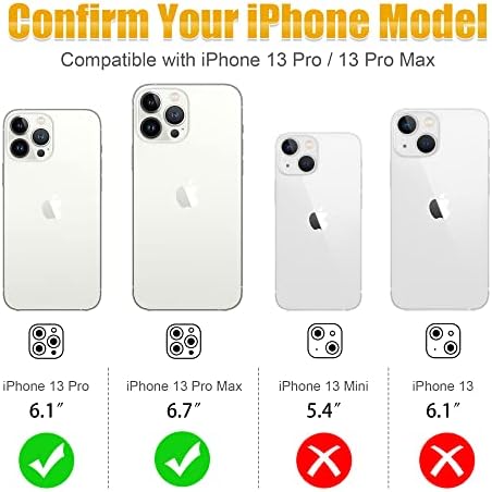 AGVEE 3 + 3 6 Pack за iPhone 13 Pro 6,1 / 13 Pro Max 6,7 Защитно фолио за обектива на камерата, Метален пръстен с диаманти