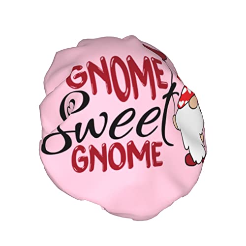 Шапка За Душ Gnome Sweet В Свети Валентин, за Многократна употреба с Шапка за Душ За жени С Дълги Коси, Двупластова Водоустойчив Шапка за Душ За Деца, Момичета, Мъже