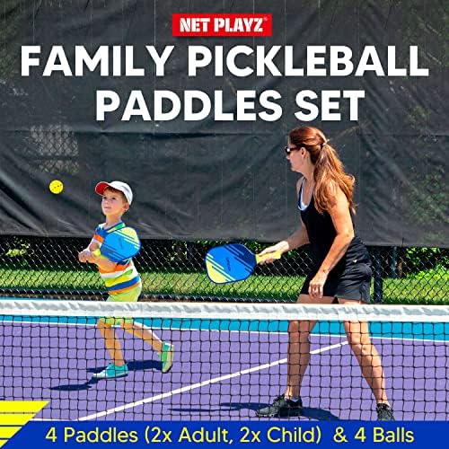 Комплект за игра на Пиклбол - Pickleball Paddles Family от 4 теми, Одобрен USAPA, 2 Детски и 2 за възрастни