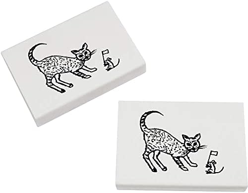 Гумички за триене/Дъвка Azeeda 2 x 45 мм Мишка и котка с бял флаг (ER00034927)