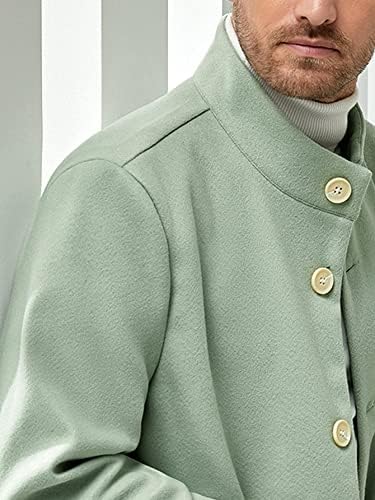 QYIQU Jackets for Men - Мъжки палта с цветни копчета отпред (Цвят: Мятно-зелен, Размер: X-Large)