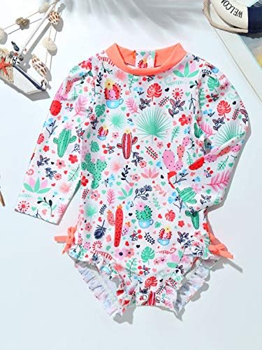 Daenrui/ Ризи с защита от Акне за малки момиченца с дълъг Ръкав и Цветна Принтом и Накъдрен UPF50 +, Плажно Облекло За защита