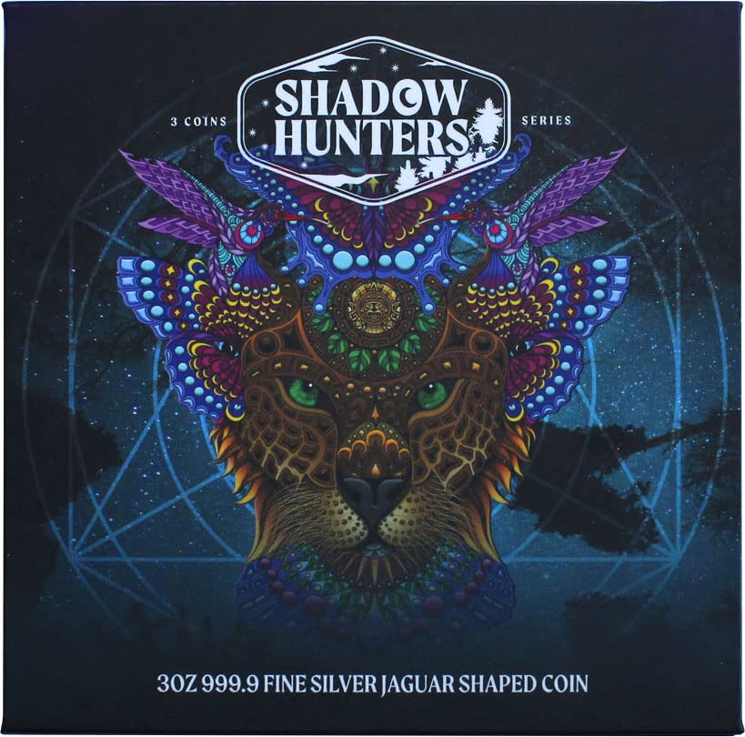 2022 DE Shadow Hunters PowerCoin Ягуар 3 Грама Сребърна монета 8 $ на Соломоновите острови 2022 Доказателство