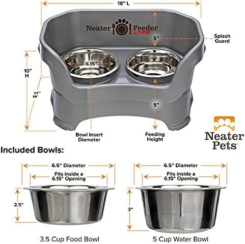 Neater Устройство Deluxe за кучета средни - Пиенето за домашни любимци с мисками за храна и вода от неръждаема