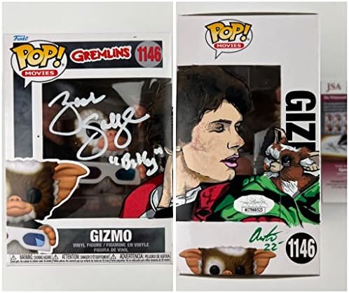 Зак Галлиган подписа Фанко Поп Гремлины Били Пельтцер Gizmo 3D Скица Художествена Работа Ръчно Рисувани Автограф Удостоверяване