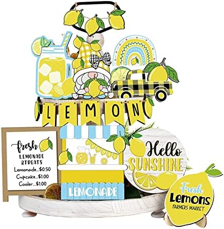 Лимонена Тема Многослоен Комплект За Декорация на Тавата Селска Фермерска Къща на Дървен Лого Лимонов Логото