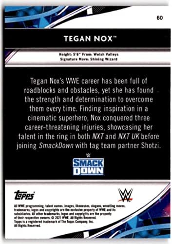 Търговската картичка 2021 Topps Finest WWE 60 Tegan Nox Борба