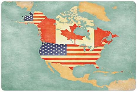 Foldout Подложка за домашни любимци с карта на света, за храна и вода, Сащ и Канада, Скреч карта на Северна Америка в