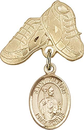 Детски икона Jewels Мания с чар Свети Килиана и игла за детски сапожек | Детски иконата със златен пълнеж с чар Свети Килиана