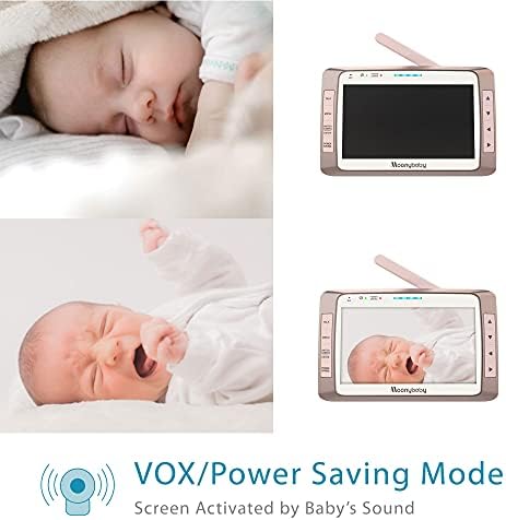Moonybaby 5 следи бебето на далечни разстояния, без Wi-Fi с 3 камери в 3 стаи, 15 Часа живот на батерията, Автоматично