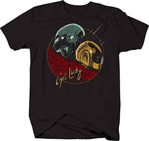 Черна Тениска с принтом EVH Daft Punk Get Lucky, Вдъхновена от Научната Фантастикой