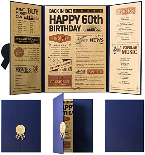 Плакат за партито в чест на 60-годишнината си, Сгънат на три пъти, със златни стикери с цифри, Празнични Аксесоари,