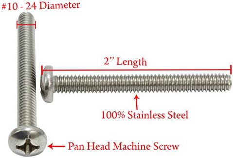 10-24 X 2 Завийте с кръстни глава от неръждаема стомана Phillips Machine Screw (25 бр.) са 18-8 (304) Винтове от неръждаема