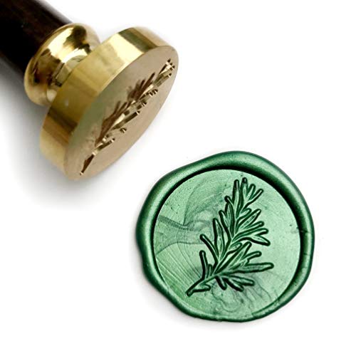 UNIQOOO Восъчен Печат със Зелени Растения под формата на Клончета Розмарин, Подпечатан с Ботанически Зелени Восъчните