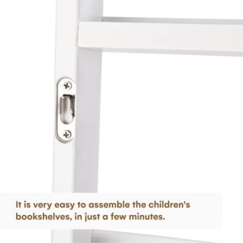Органайзер за библиотечка с децата поведение за децата - Бяла bookshelf за спалня - 3-те Нива, органайзер - Еднопосочна Портретно