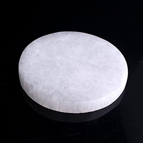 SUWEILE JJST Натурален Бял Селенит Поставка Лечебни Кристални Камъни Зареждане на Кръгла Плоча Резба Подарък