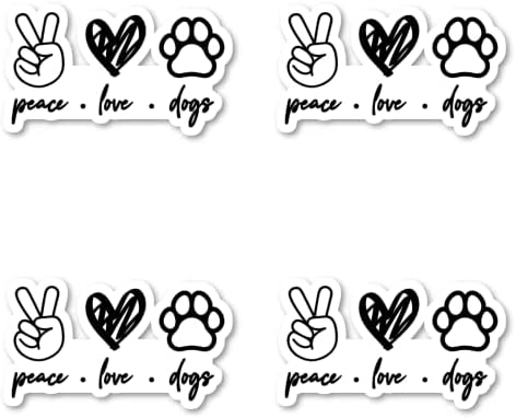 Заплащането на стикер Любов и куче Етикети за любителите на кучета (4 опаковки) - Стикери за лаптопи - Vinyl стикер