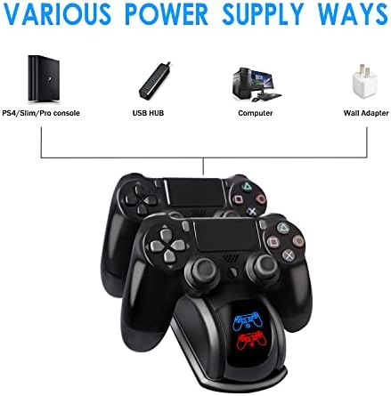 Зарядно устройство за контролер PS4, Док-станция за зареждане на контролера PS4 с два USB конектори за контролер на Sony Playstation4/PS4/PS4