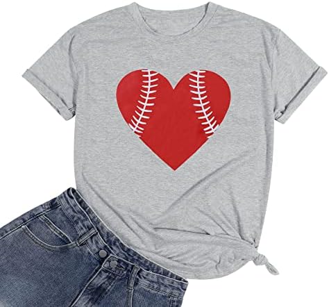 Бейзболни Ризи Дамски Бейзболна Фланелка с Сърце, на Ден в Играта, Графични Тениски, Ризи с Къс Ръкав