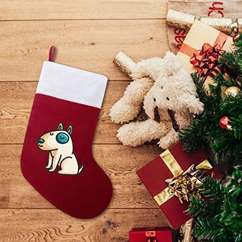 Малко Cartoony Териер Куче Коледни Чорапи, Чорапи с Плюшено Камината Виси за Коледната Елха Начало Декор