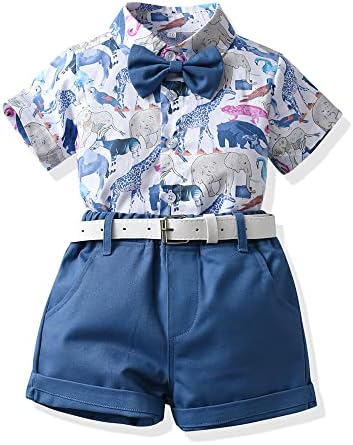 Комплекти Шорти за малки момчета HIMEAN, Хавайски Облекло, Лятна Джентльменская Риза с Къс Ръкав За Малки Момчета, Топ + Шорти