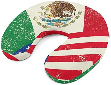 Възглавница за Врата с Флага на САЩ и Мексико, U-Образна Възглавница за Подкрепа на Главата и врата, облегалката