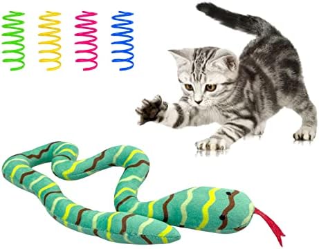 Играчки от коча Andiker и комплект от 4 пролетта играчки за котки, 20-цолови Змеиные играчки от коча билка, Трайни
