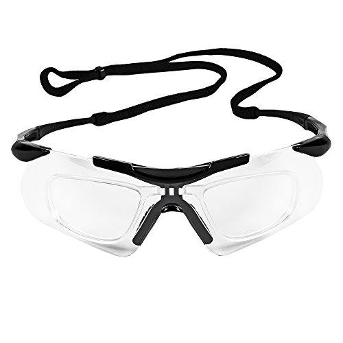 Защитни очила KleenGuard V60 Nemesis с инкрустации Rx (38503), Прозрачни фарове за лещи в черна рамка, 12 двойки / калъф