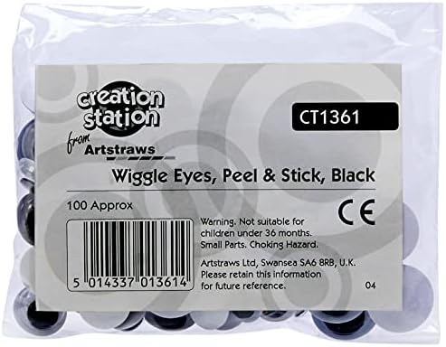Creation Station CT1361 100 Почистване и приклеивающие Шевелящиеся Очи, Черни, с Различни размери