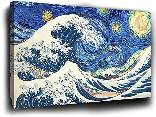 УШЕДШАЯ Звездна нощ на Ван Гог. Великата вълна, с Канагавы, Кацусика Хокусай. Стенен Художествен Плакат Абстрактна Живопис,