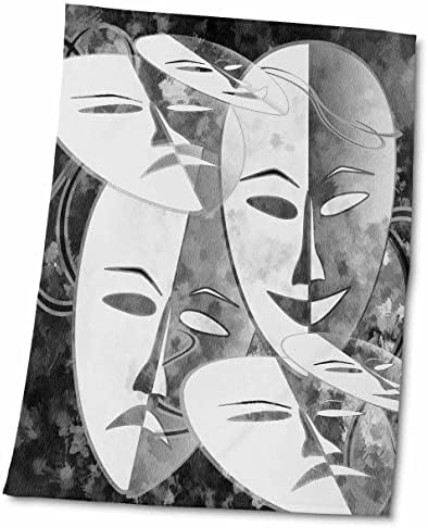 3дРоуз РинаПиро - Абстрактно - Театрални маски. Карнавал. Сиво и бяло. - Кърпи (twl-221535-3)
