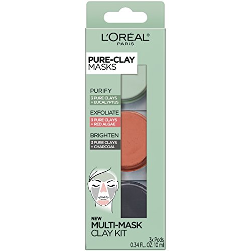 Набор от пробни маски за лице на L ' Oréal Paris за грижа за кожата от чиста глина, включва 3 Различни маски за лице, произведени