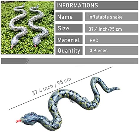 Надуваема Змия, 3 Опаковки на Фалшиви Змии 37,4-инчов Големи Надуваеми Змии за Украса за Хелоуин в Градината