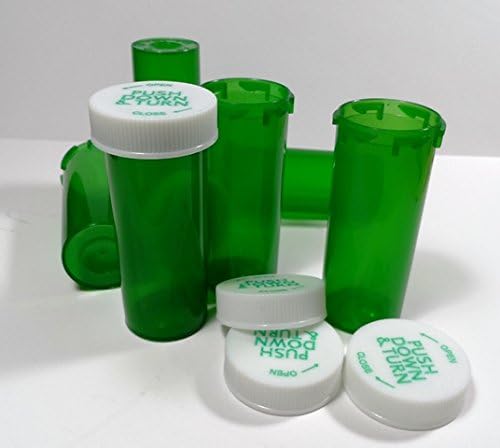 Пластмасови флакони RX Green в опаковка по 100 броя с капаци в по-голям Размер 13 Драхмата-Фармацевтичен клас