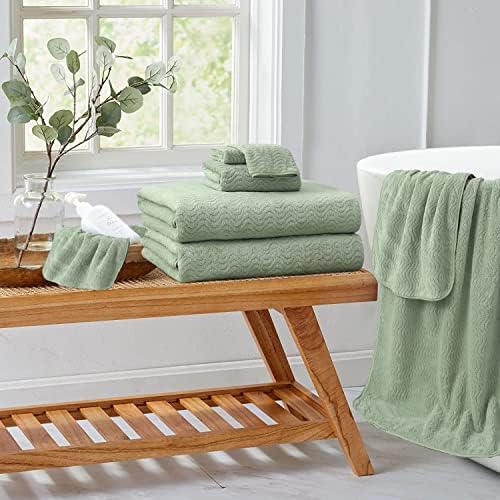 Комплект от 4 Салфетки 13 x 13, Зелената Комплект кърпи за баня, Высокоабсорбирующие и бързо съхнещи Гъба за ежедневна