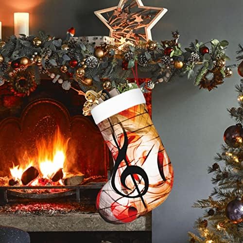 Коледни Чорапи Augenstern Сърца Музикални Ноти, Музикални Ключове Двустранни Окачени Чорапи За Камината