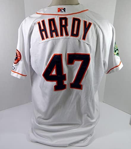 2017 Greeneville Astros Тим Харди 47 Използван В играта Бяла Риза 48 DP35062 - Използваните В играта тениски MLB