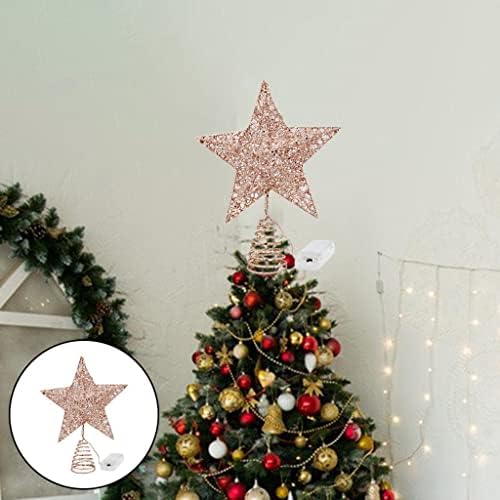 Звезда на Върха на дървото, Красиви Творчески Светлини На Върха На Коледната Елха, Украса във формата на Заострена Звезда