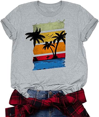 Лятна Есенна Блуза, Тениска за Дамски Дрехи, Мода Y2K, Памук Къс Ръкав, през Цялата Силует, Графичен Плажен Секси
