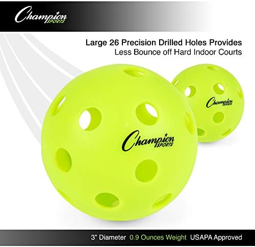 Топки за пиклбола Champion Sports: Официален размер на топки за пиклбола за почивка и турнири - Жълт Набор