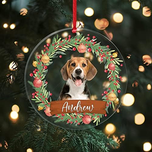 Персонализирани Коледен Венец за Кучета, Прозрачно Кръгло Акрилни Коледна Украса за Любителите на Кучета, Празничен Подарък,
