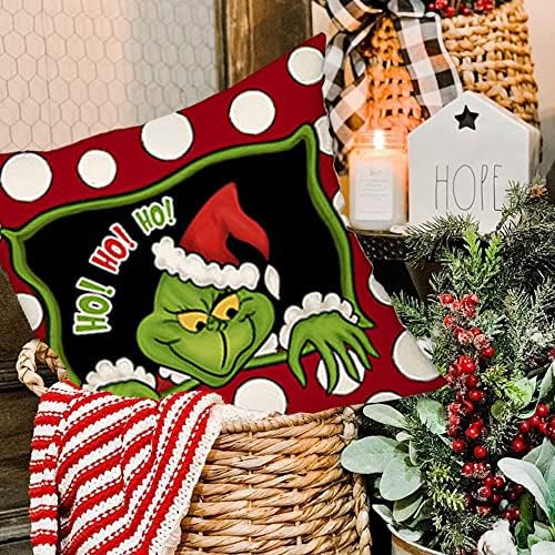 Коледни Калъфки 18x18 комплект от 4 Забавни Коледни декорации Калъфки за Възглавници Коледен Декор Калъфки Зимна Селска къща
